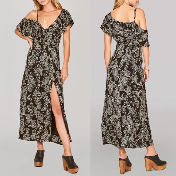 Amuse Society Womens Size Small Midnight Flower One Shoulder Maxi Dress - Picture 1 of 10